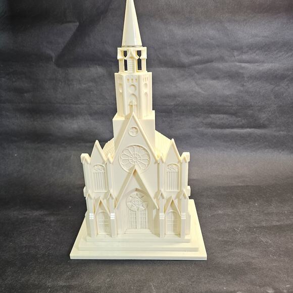 Vintage 1950s Raylite Illuminated Lighted Music Box Christmas Cathedral Church - Picture 1 of 11